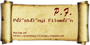 Pöstényi Filomén névjegykártya